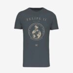 Camiseta de manga corta unisex de color gris con homenaje a Felipe II de Legado Hispánico