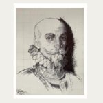 retrato con bolígrafo en blanco y negro de Álvaro de Bazán