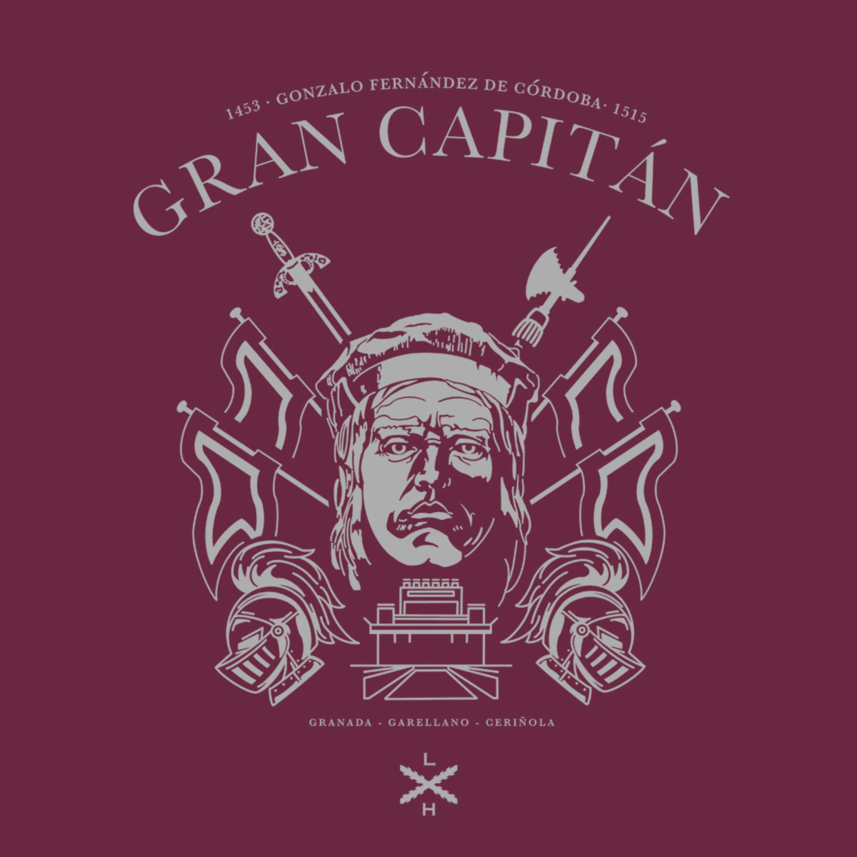 Rostro del Gran Capitán en el diseño de Legado Hispánico.