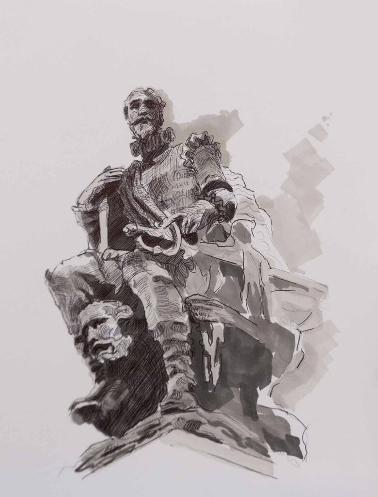 Interpretación del monumento a Bazán en el Palacio de El Viso del Marqués